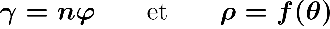 \[
\gamma=n\phi\qquad\text{et}\qquad\rho=f(\theta)
\]