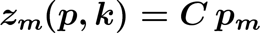 $z_m(p,k)=C\, p_m$