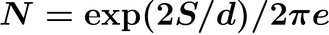 $N=\exp(2S/d)/2\pi e$