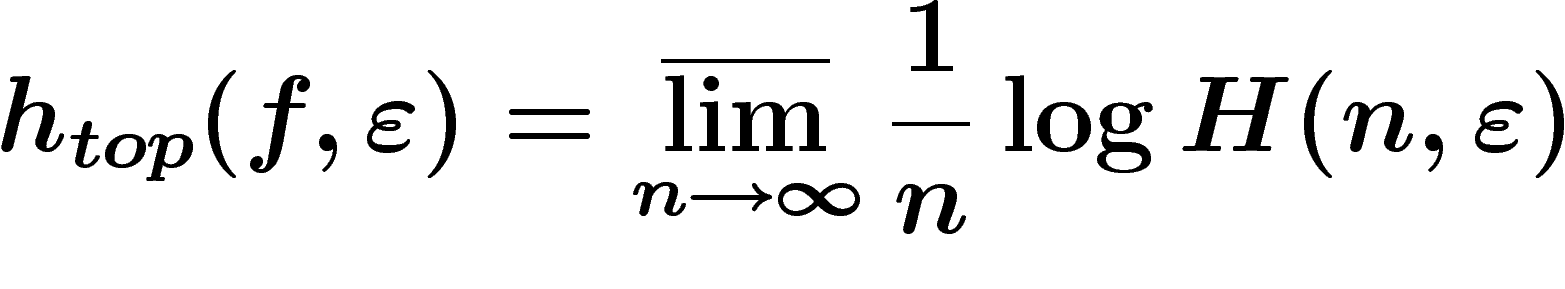 \[
h_{top}(f,\eps)=\vlimsup_{n\rightarrow \infty}\frac1n \log H(n,\eps)
\]