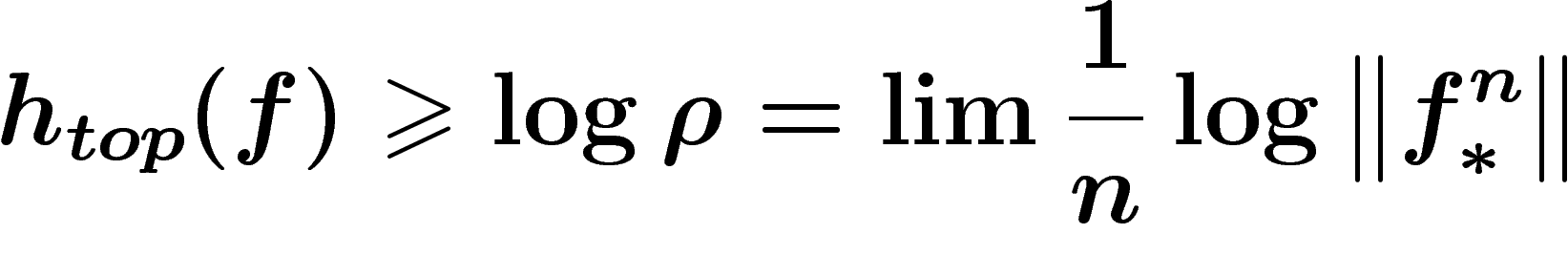 \[
h_{top}(f)\geq \log \rho = \lim \frac1n \log \norm{f_\ast^n}
\]