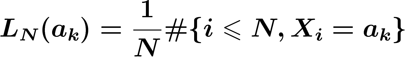 \[
L_N(a_k)=\frac1N \#\{i\leq N, X_i=a_k\}
\]