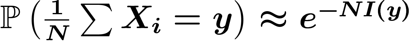 $\P\left(\frac1N \sum X_i=y\right)\approx
e^{-NI(y)}$