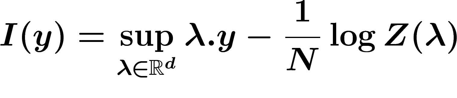 \[
I(y)=\sup_{\lambda \in \R^d} \lambda.y - \frac1N \log Z(\lambda)
\]