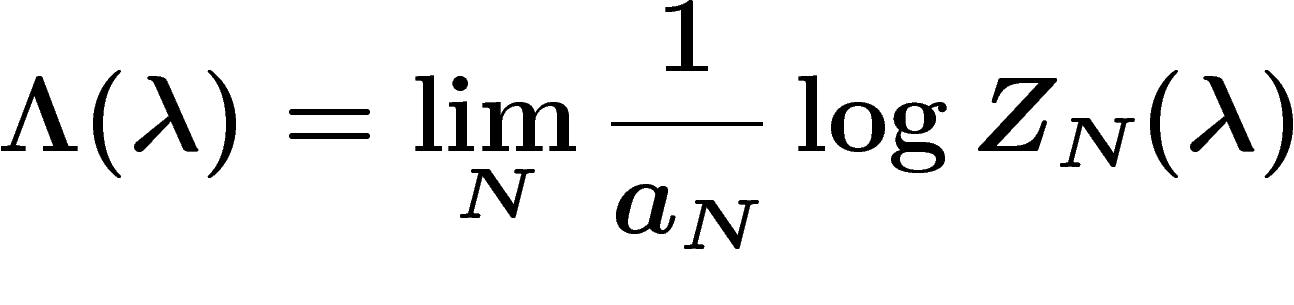 \[
\Lambda(\lambda)=\lim_N \frac1{a_N}\log Z_N(\lambda)
\]