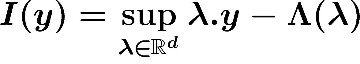 \[
I(y)=\sup_{\lambda\in\R^d} \lambda.y-\Lambda(\lambda)
\]