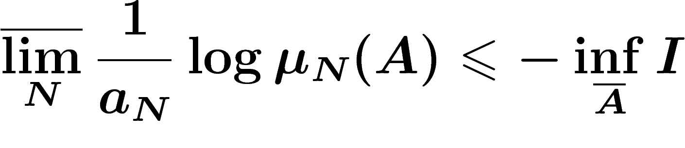 \[
\vlimsup_N \frac1{a_N}\log \mu_N(A)\leq -\inf_{\overline{A}} I
\]