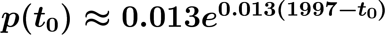 $p(t_0)\approx 0.013 e^{0.013(1997-t_0)}$