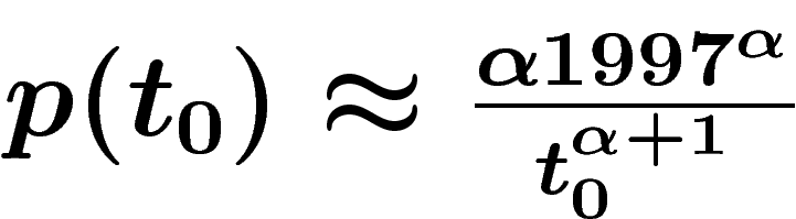 $p(t_0)\approx \frac{\alpha 1997^\alpha}{t_0^{\alpha+1}}$