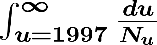 $\int_{u=1997}^\infty
\frac{du}{N_u}$