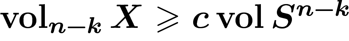 $\vol_{n-k} X \geq c \vol S^{n-k}$