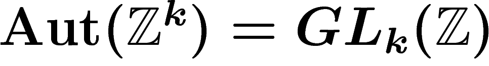 $\Aut(\Z^k)=GL_k(\Z)$