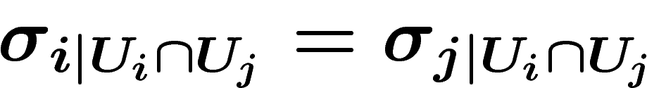 $\sigma_{i|U_i\cap U_j}=\sigma_{j|U_i\cap U_j}$