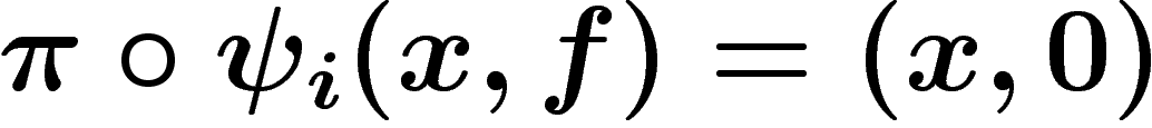 $\pi\circ \psi_i(x,f)=(x,0)$