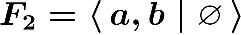 $F_2=\presgroup{a,b}{\emptyset}$